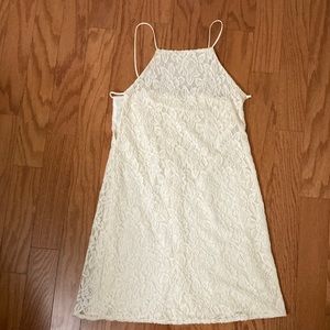 Off-white lace floral mini dress